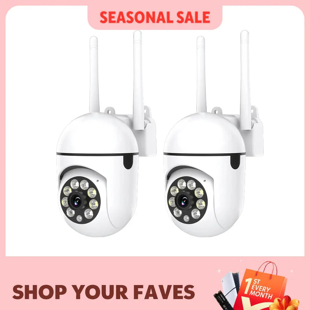 Set 2 Camere de Securitate WIFI 1080P pentru Interior / Exterior cu Vedere Nocturnă și Audio Bidirecțional