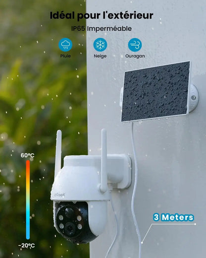 Cameră de Supraveghere Solară ieGeek 3MP 2K PTZ 360° cu Dectetare Mișcare